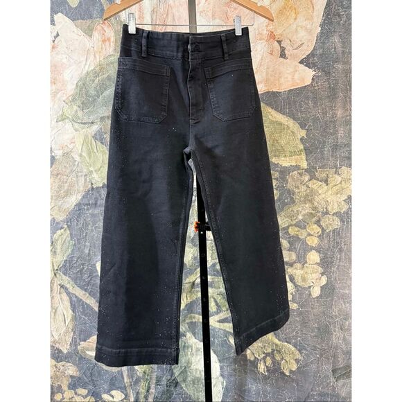 New Anthropologie The Colette Sparkle Crop High-Rise Wide-Leg Jeans by Maeve Siz - Picture 6 of 11